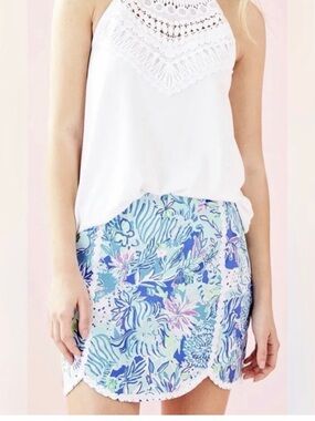 Lilly Pulitzer Patty Skotlrt, Coastal Blue Lion Around, size 12